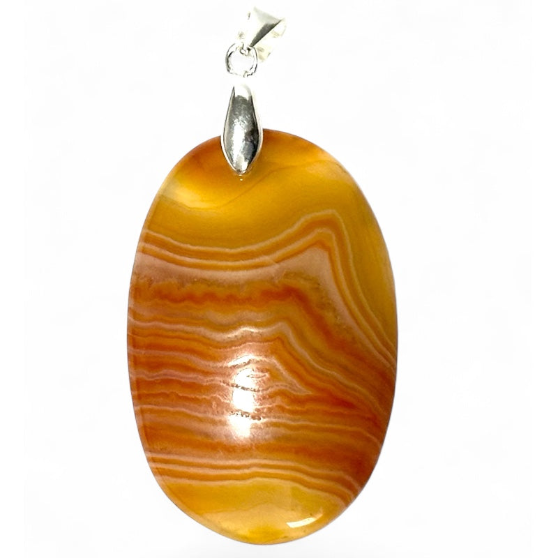 Pendentif cornaline rubanée Brésil AA argent 925