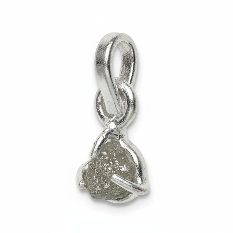 Pendentif diamant noir brut boucle argent 925