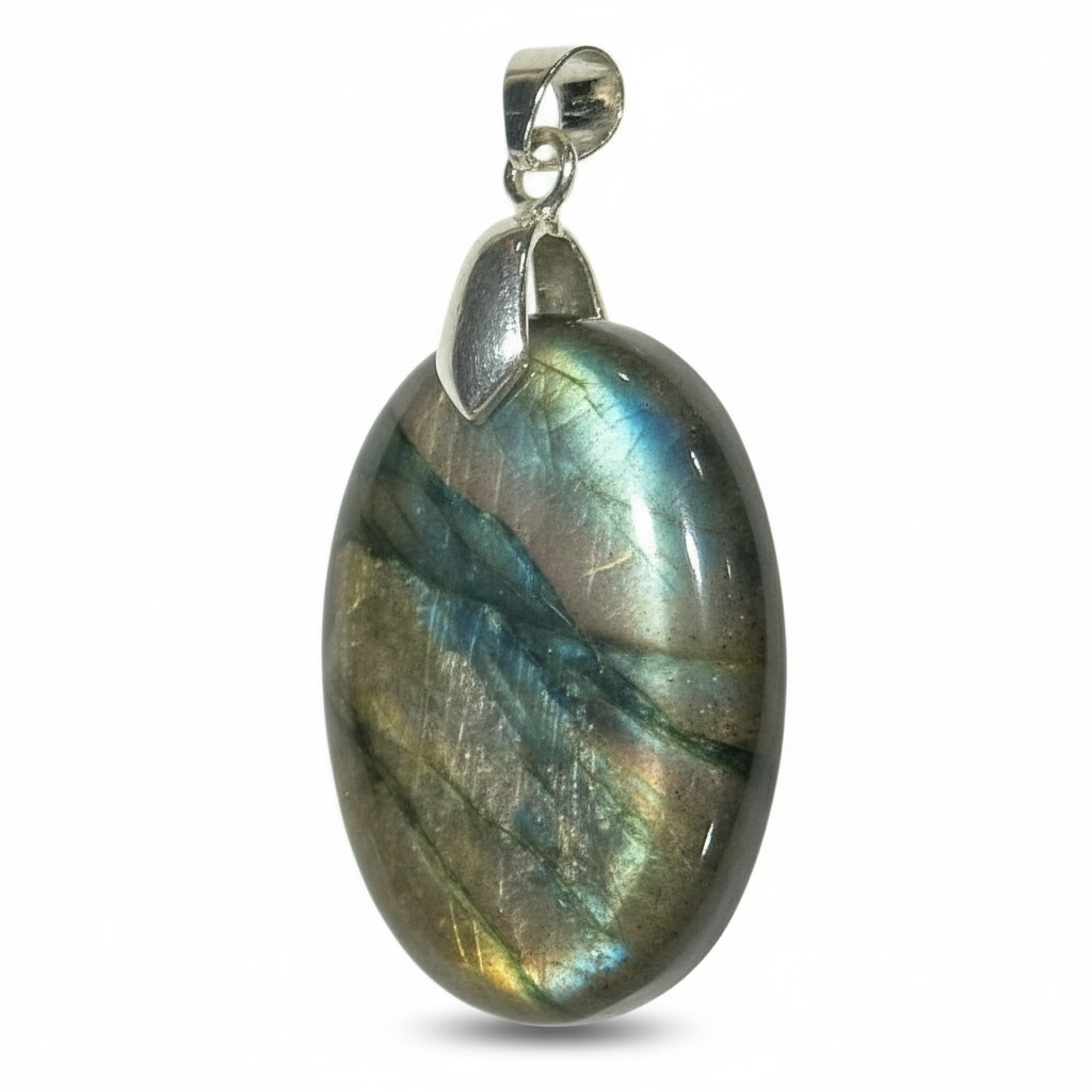 Pendentif labradorite multicolore Madagascar AA+