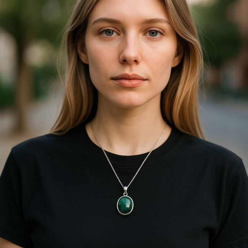 Congo malachite pendant AA silver 925