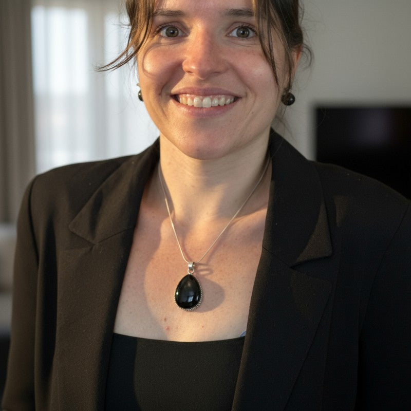 Celestial eye obsidian pendant Mexico AAA silver 925