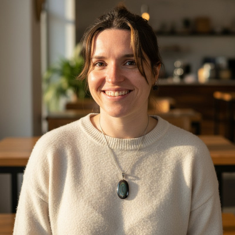 Celestial eye obsidian pendant Mexico AAA silver 925