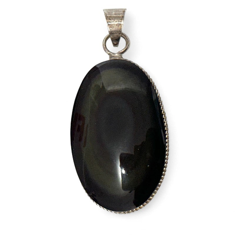 Celestial eye obsidian pendant Mexico AAA silver 925