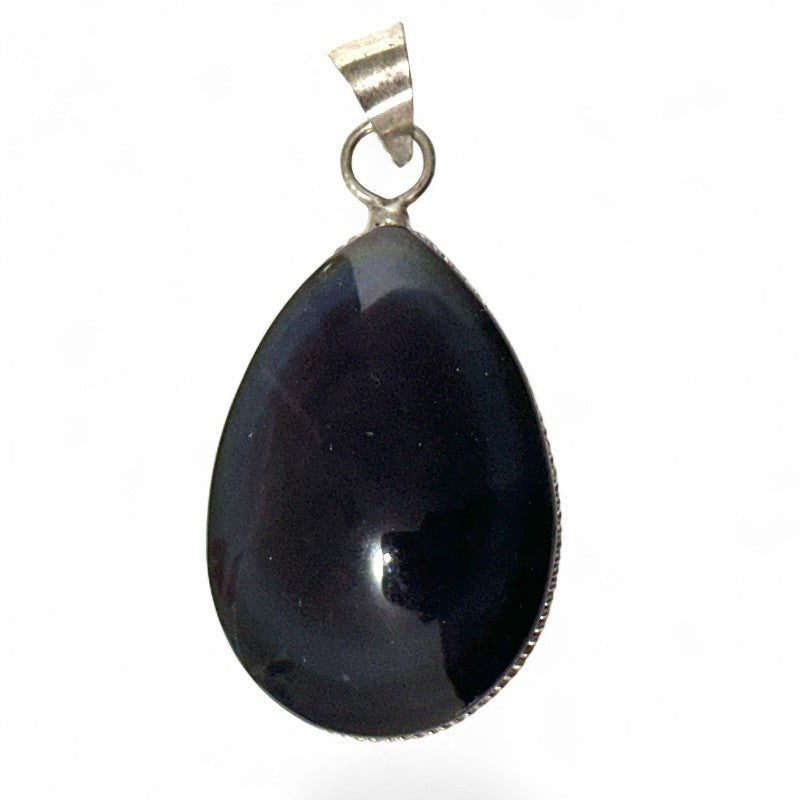 Celestial eye obsidian pendant Mexico AAA silver 925