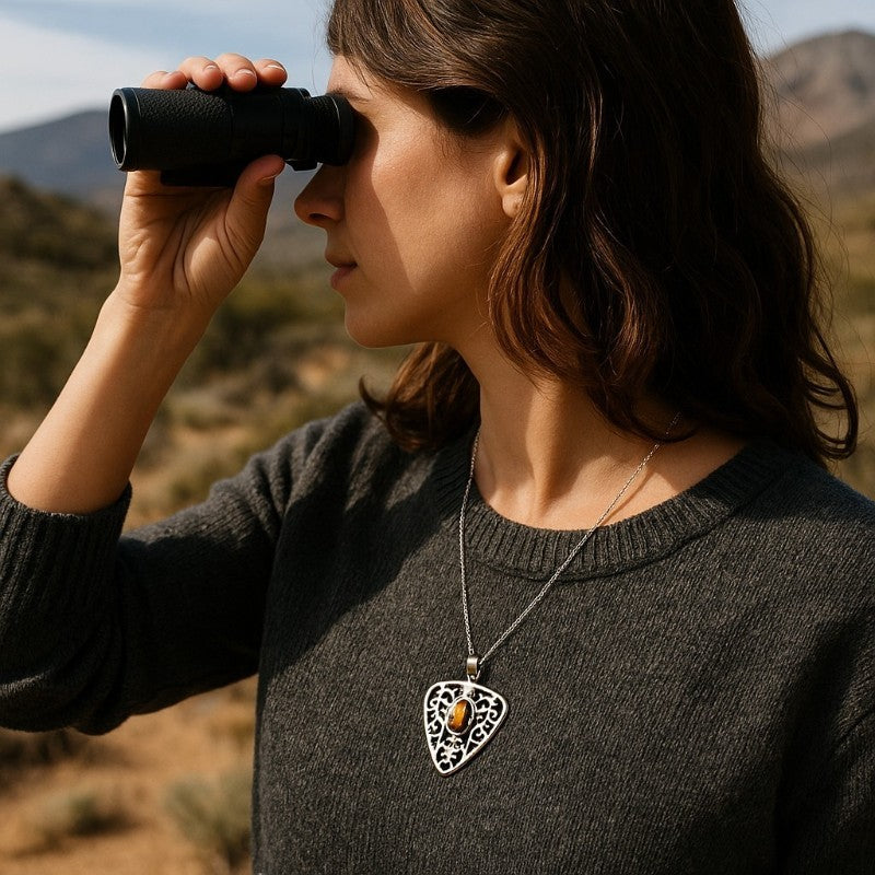 Pendentif oeil de tigre Afrique du Sud AA argent 925