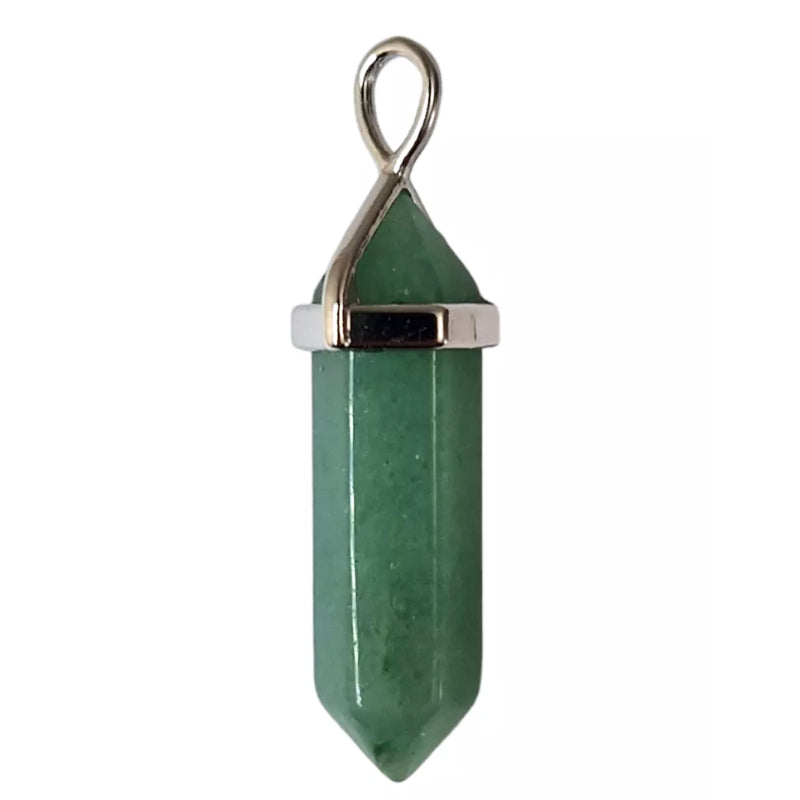 Brazilian green aventurine double-terminated point pendant A