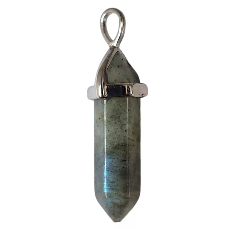 Madagascar labradorite double-terminated point pendant A