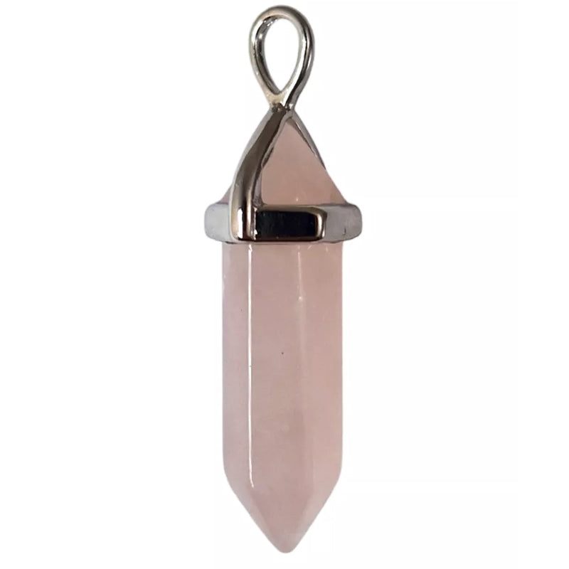 Brazilian rose quartz double-terminated point pendant A