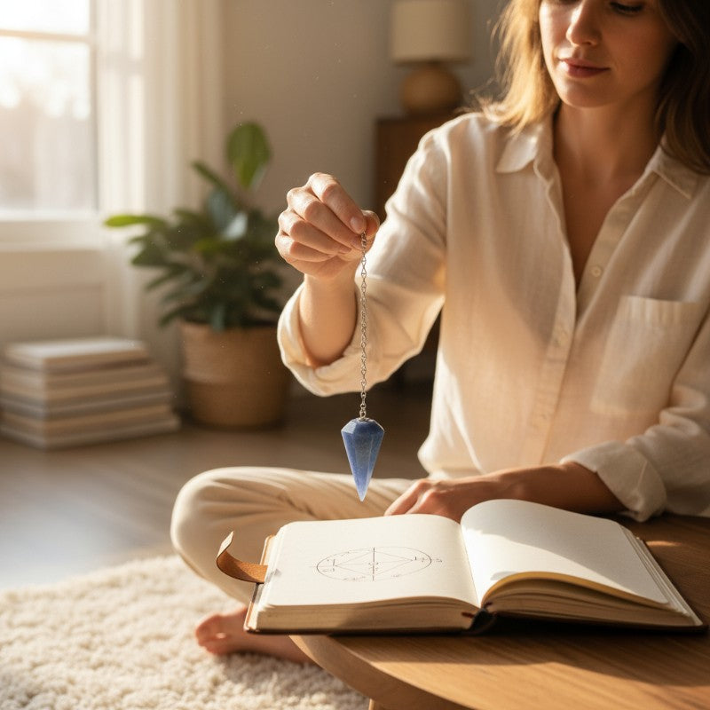 Péndulo hexagonal de cuarzo azul o aventurina azul Brasil A
