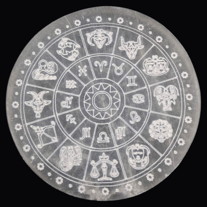 Selenite recharging plate signs of the Zodiac - 150mm