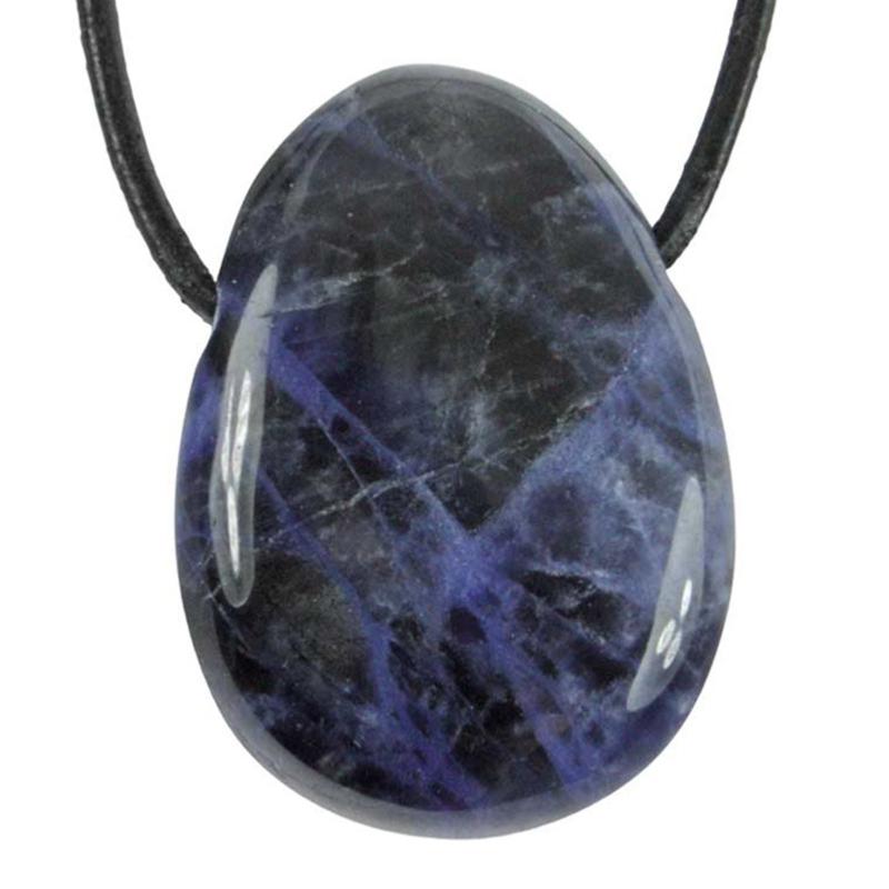 Pendentif sodalite Brésil A (pierre trouée) + cordon