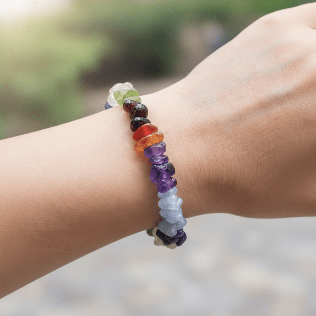 Bracelet 7 chakras A (perles baroques) - modèle 1 - La Boite à Cailloux