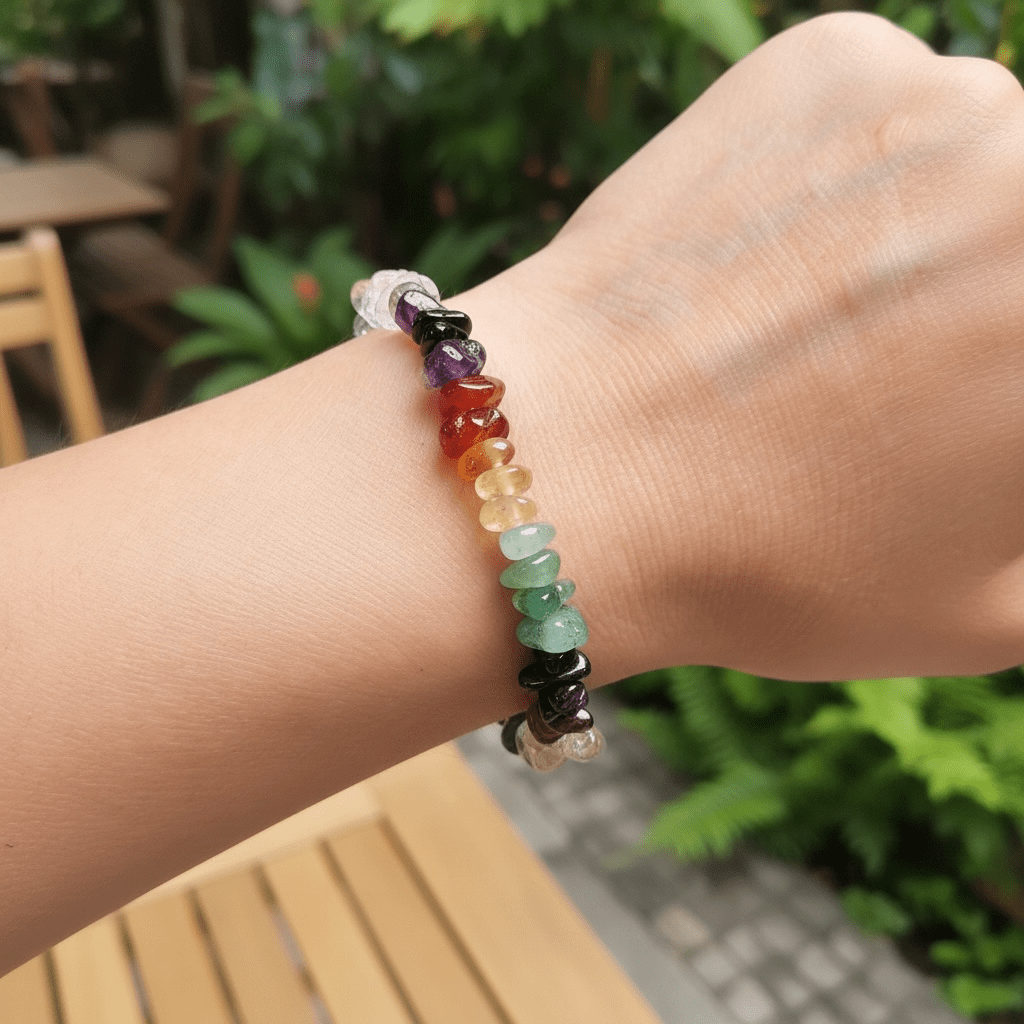 Bracelet 7 chakras A (perles baroques) - Modèle 3 - La Boite à Cailloux