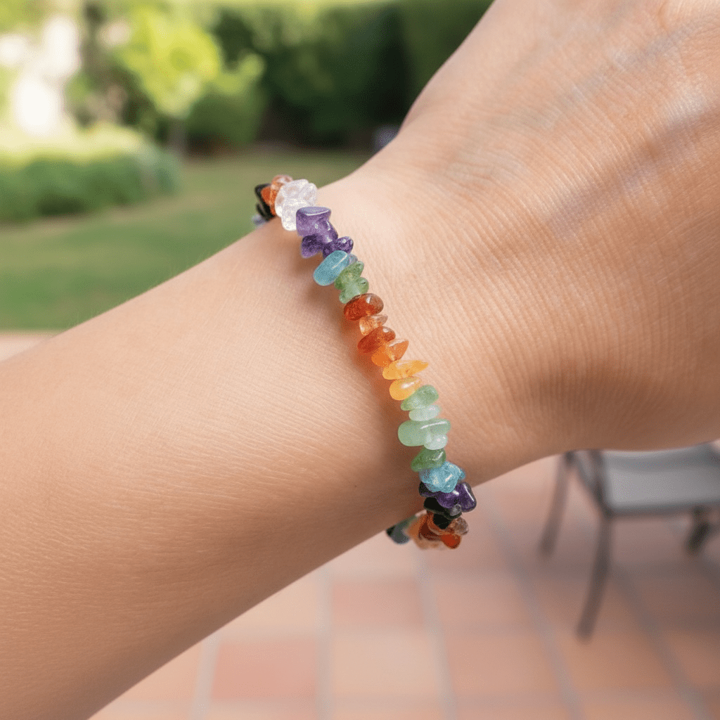 Bracelet 7 chakras A (perles baroques) - Modèle 4 - La Boite à Cailloux