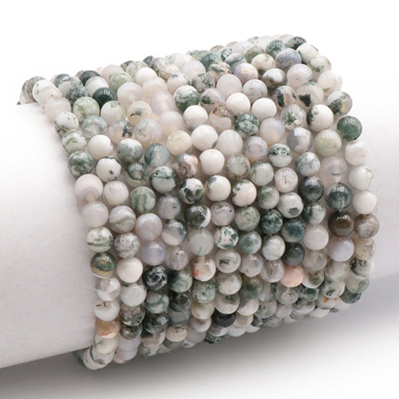 Bracelet agate arbre Inde A (boules 5 - 6mm) - La Boite à Cailloux