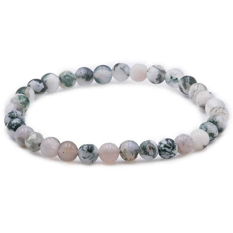 Bracelet agate arbre Inde A (boules 5 - 6mm) - La Boite à Cailloux