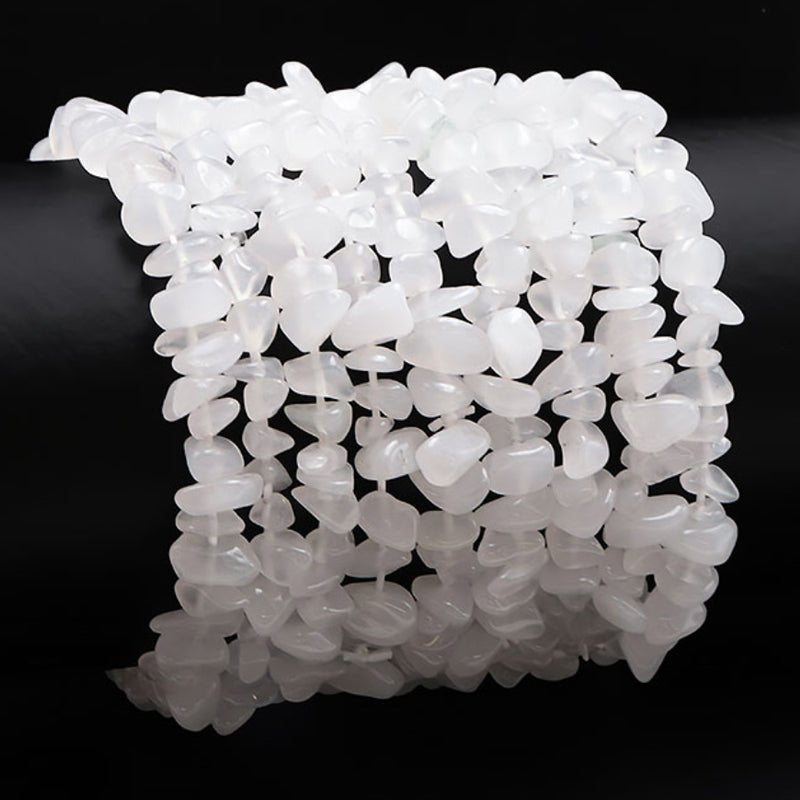 Bracelet agate blanche Inde A (perles baroques) - La Boite à Cailloux