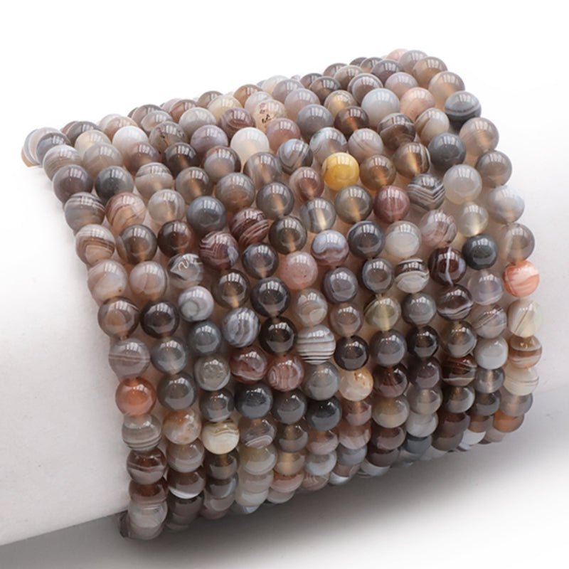 Bracelet agate Botswana AA (boules 5 - 6mm) - La Boite à Cailloux