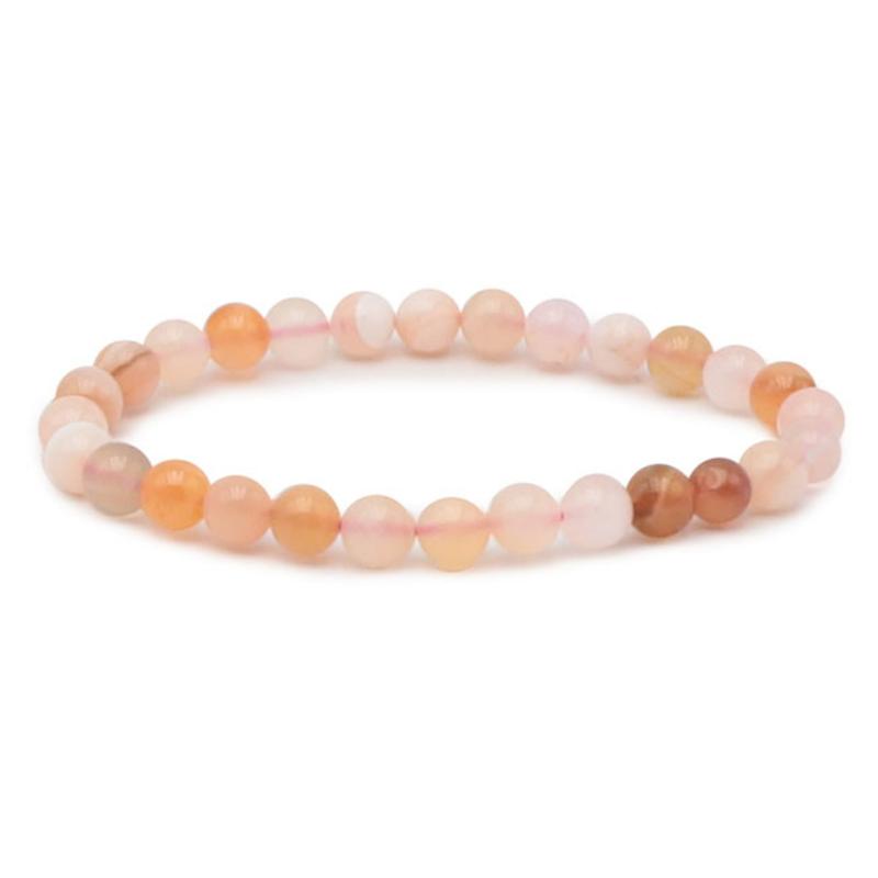 Bracelet agate Botswana rose A+ (boules 5 - 6mm) - La Boite à Cailloux