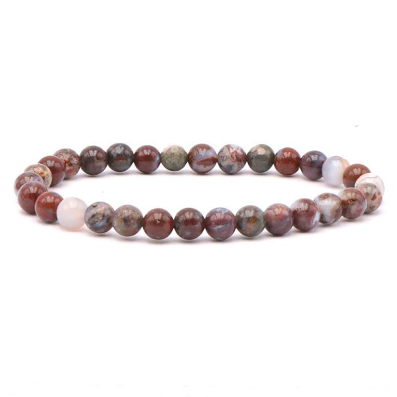 Bracelet agate crazy lace rouge Mexique AA (boules 5 - 6mm) - La Boite à Cailloux