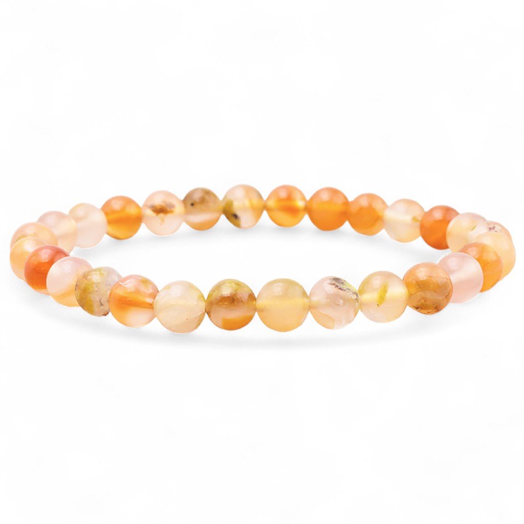 Bracelet agate de feu Mexique A+ (boules 6,5 - 7,5mm) - La Boite à Cailloux