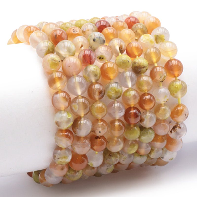 Bracelet agate de feu Mexique A+ (boules 8,5 - 9,5mm) - La Boite à Cailloux