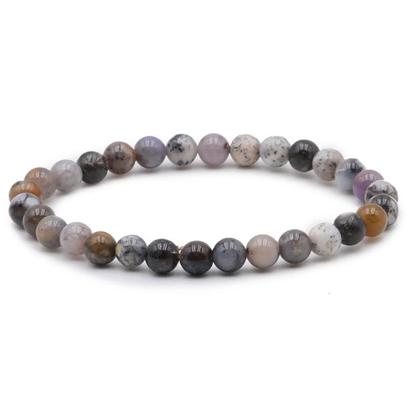 Bracelet agate dentrite Brésil A (boules 5 - 6mm) - La Boite à Cailloux