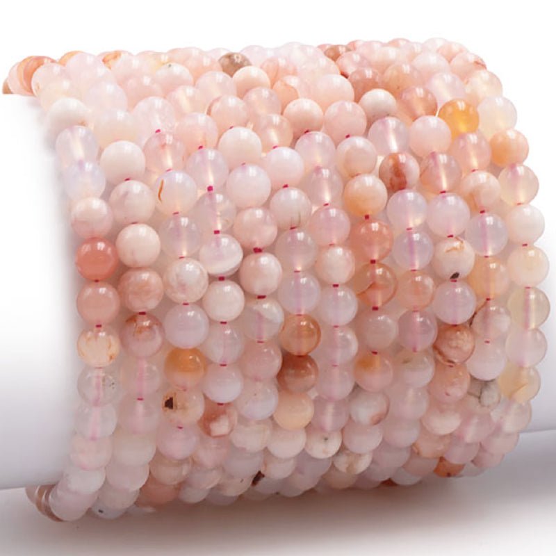 Bracelet agate fleur de cerisier Madagascar A (boules 5 - 6mm) - La Boite à Cailloux