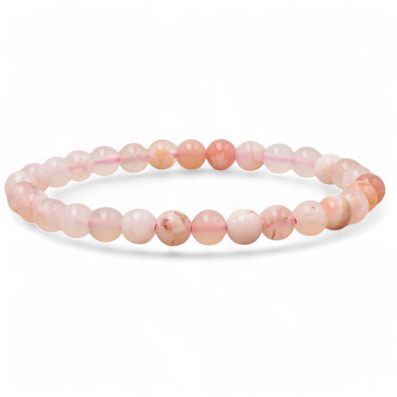 Bracelet agate fleur de cerisier Madagascar A (boules 5 - 6mm) - La Boite à Cailloux
