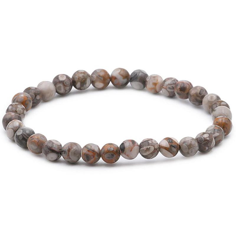 Bracelet agate fossile Etats - Unis A (boules 5 - 6mm) - La Boite à Cailloux