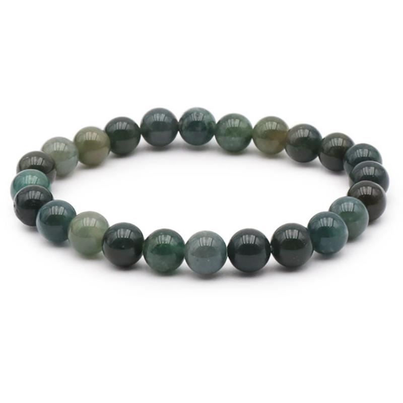 Bracelet agate mousse Brésil A (boules 5 - 6mm) - La Boite à Cailloux