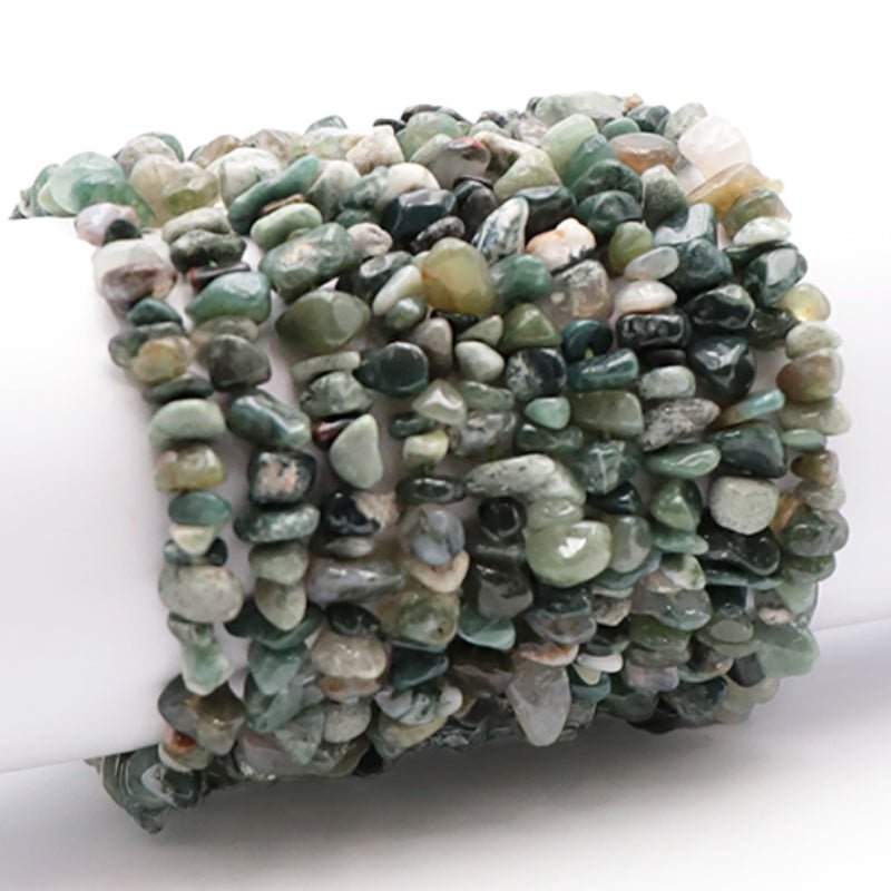 Bracelet agate mousse Brésil A (perles baroques) - La Boite à Cailloux