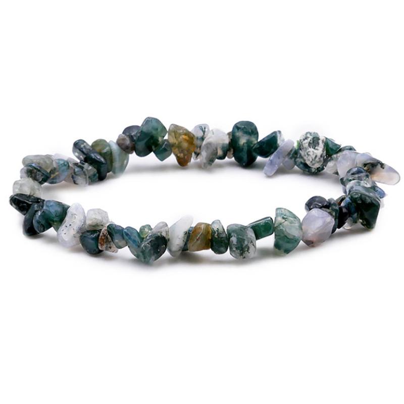 Bracelet agate mousse Brésil A (perles baroques) - La Boite à Cailloux