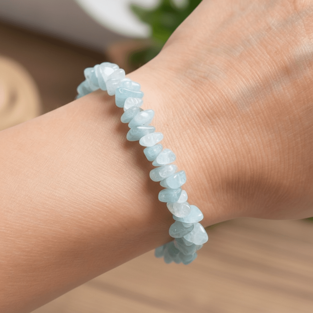 Bracelet aigue marine Namibie A (perles baroques) - La Boite à Cailloux