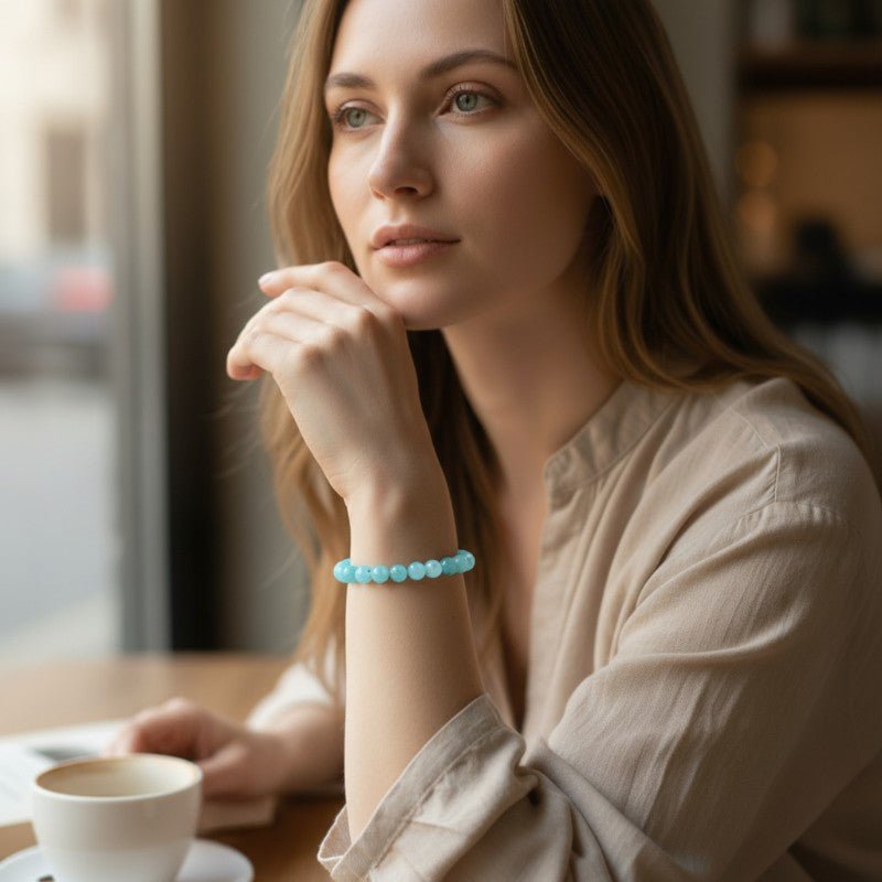 Bracelet amazonite Etats - Unis AAA (boules 5 - 6mm) - La Boite à Cailloux