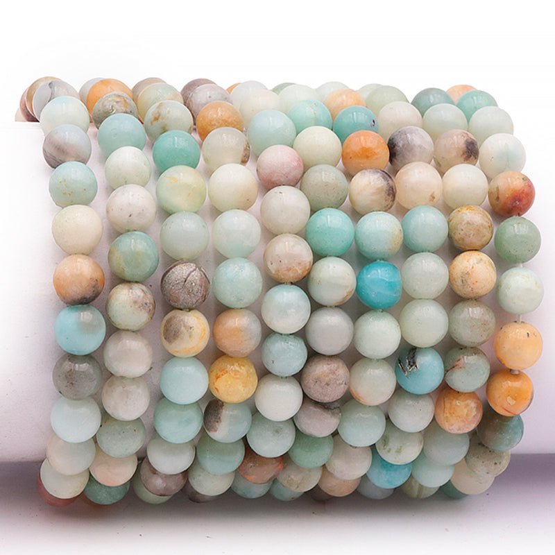 Bracelet amazonite multicolore Brésil A (boules 7 - 8mm) - La Boite à Cailloux