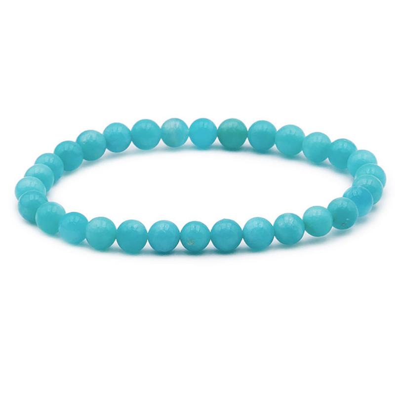 Bracelet amazonite Pérou AA (boules 5 - 6mm) - La Boite à Cailloux