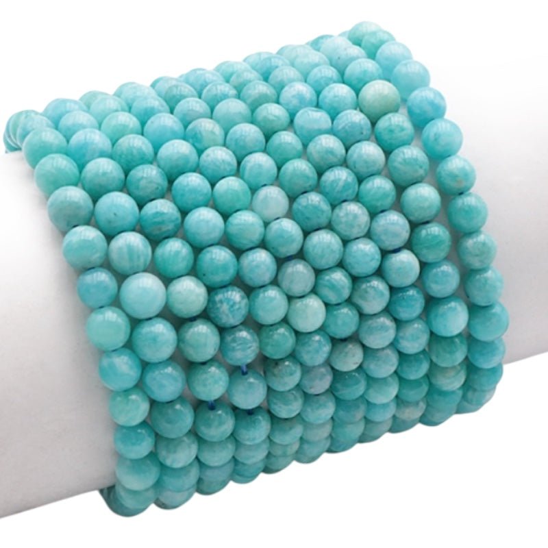 Bracelet amazonite Pérou AA (boules 5 - 6mm) - La Boite à Cailloux