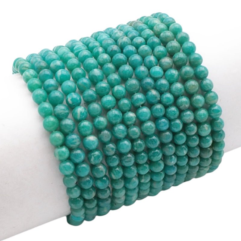 Bracelet amazonite Russie AA (boules 5 - 6mm) - La Boite à Cailloux
