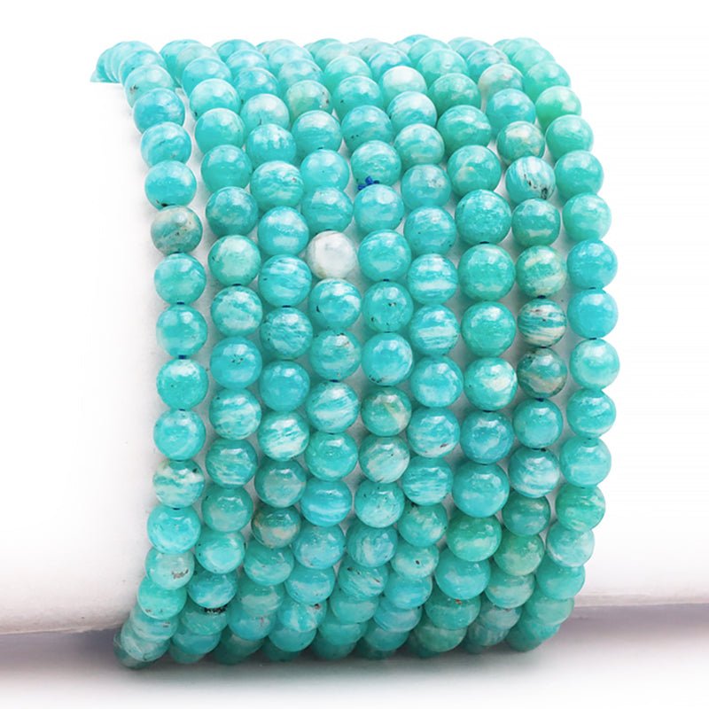 Bracelet amazonite Russie AAA (boules 5 - 6mm) - La Boite à Cailloux