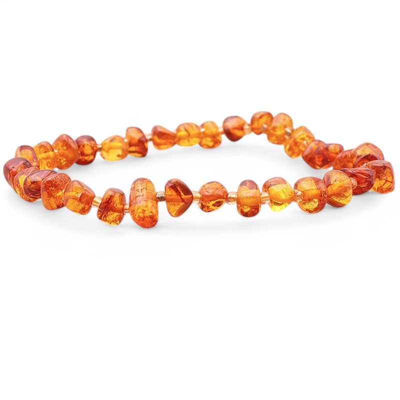 Bracelet ambre cognac Lituanie A (forme naturelle 5 - 6mm) - La Boite à Cailloux