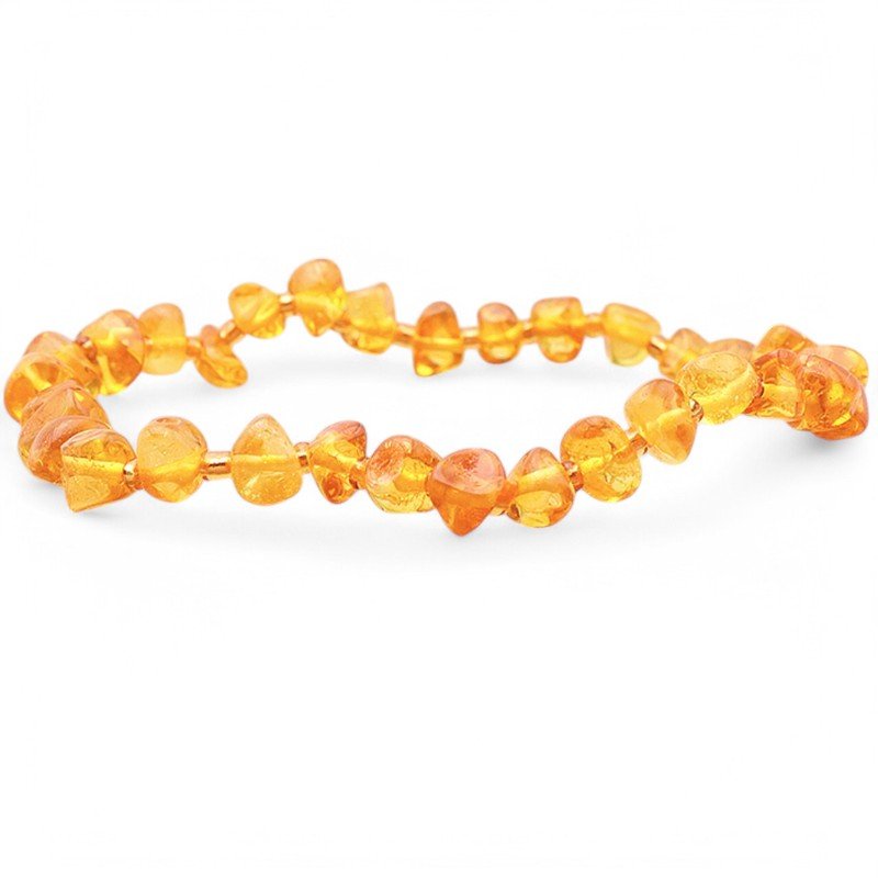 Bracelet ambre miel Lituanie A (forme naturelle 5 - 6mm) - La Boite à Cailloux