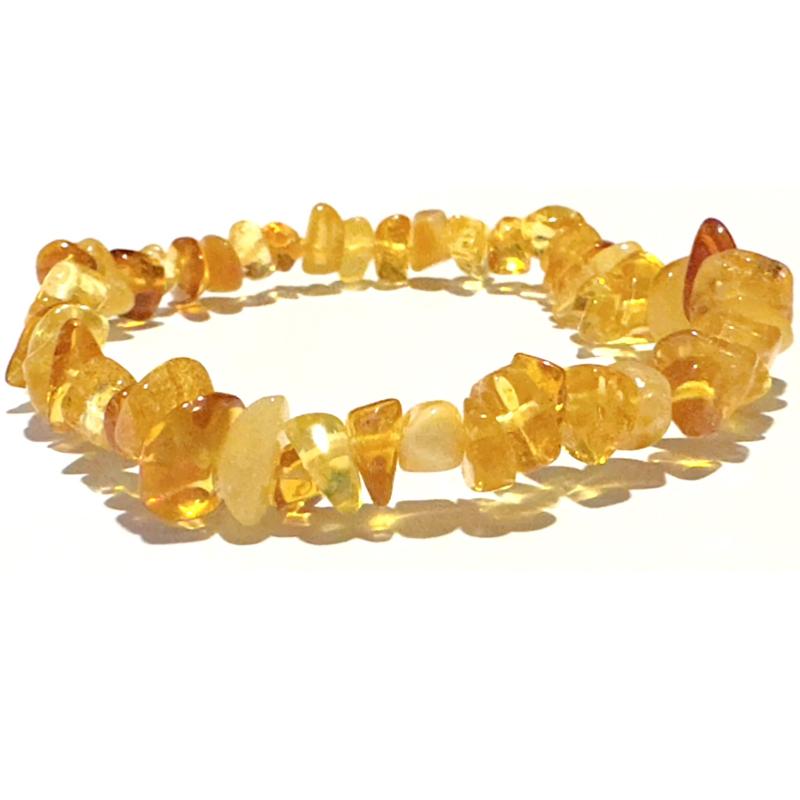 Bracelet ambre miel Lituanie A+ (perles baroques) - La Boite à Cailloux