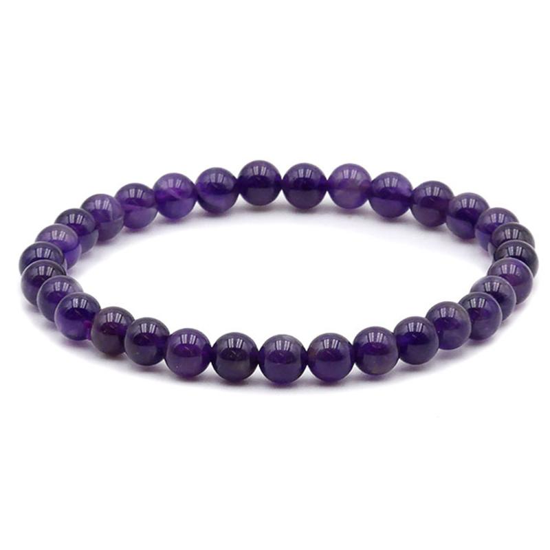Bracelet améthyste Brésil AA (boules 5 - 6mm) - La Boite à Cailloux