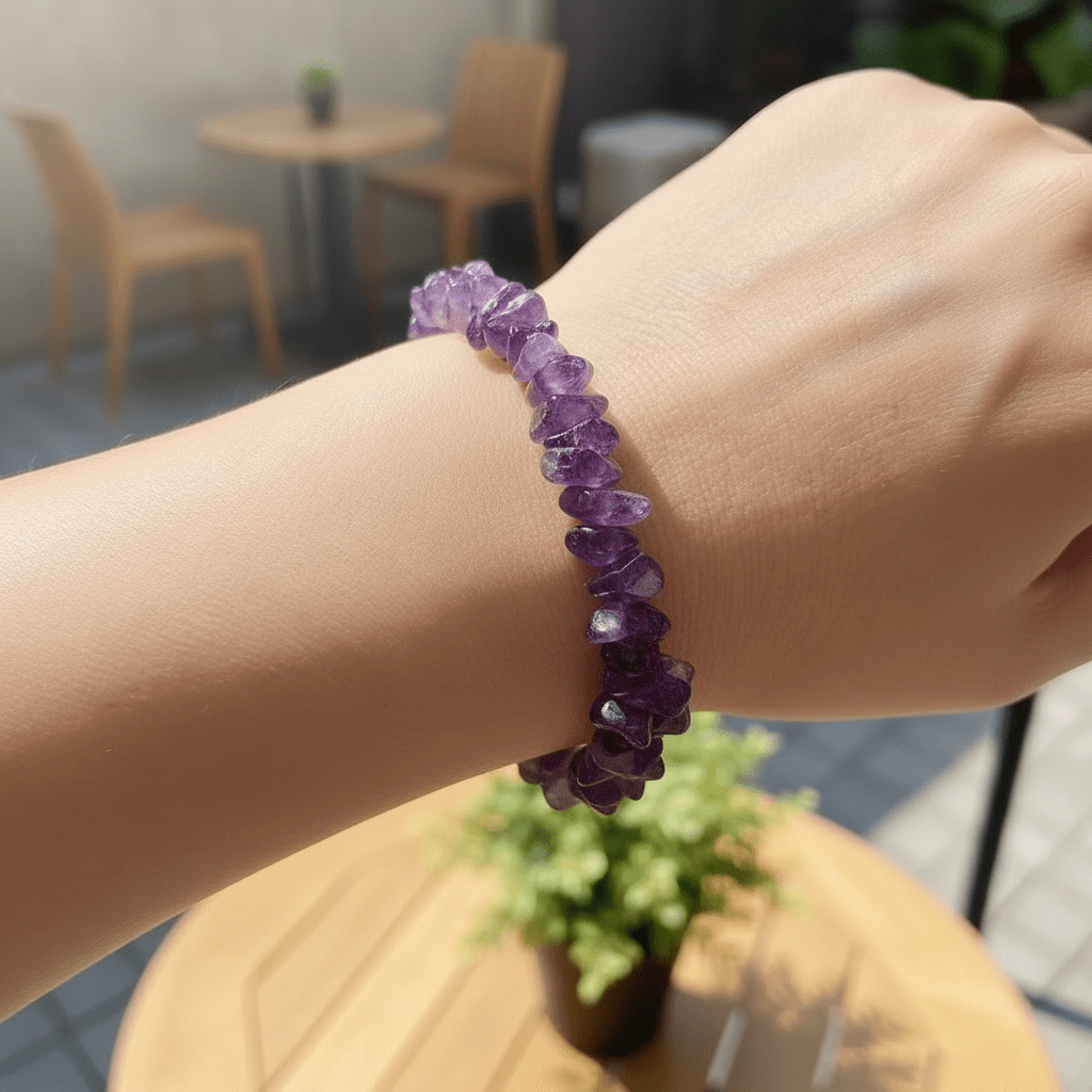 Bracelet améthyste Brésil AA (perles baroques) - La Boite à Cailloux