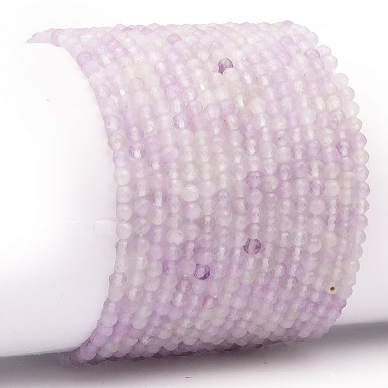 Bracelet améthyste lavande Brésil A (perles facettées 3mm) - La Boite à Cailloux