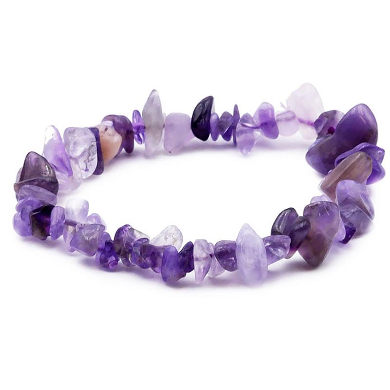 Bracelet améthyste rubanée Brésil A (perles baroques) - La Boite à Cailloux