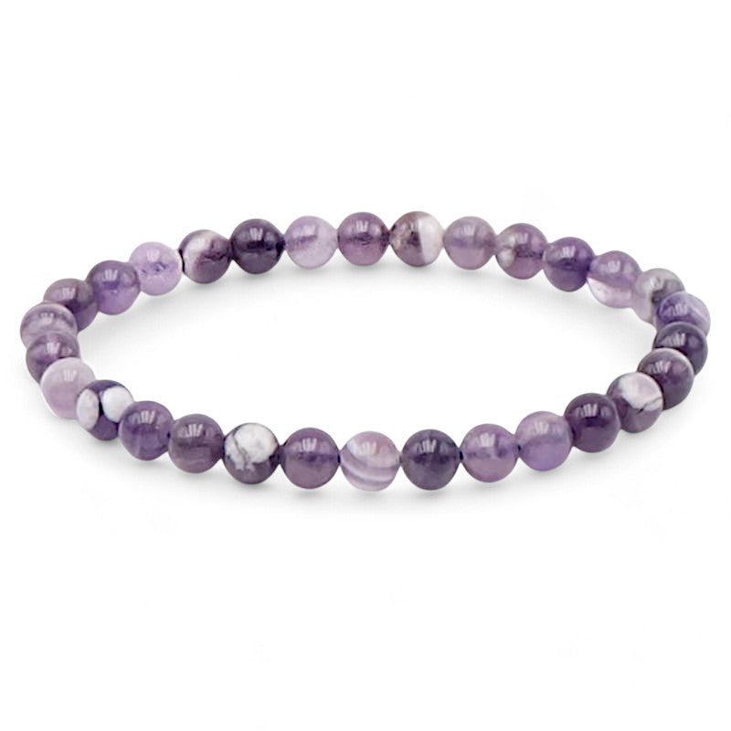Bracelet améthyste rubanée Brésil AA (boules 5 - 6mm) - La Boite à Cailloux