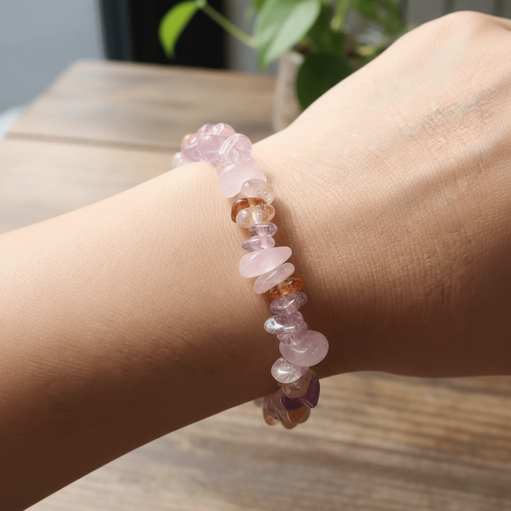 Bracelet amétrine Brésil A (perles baroques) - La Boite à Cailloux