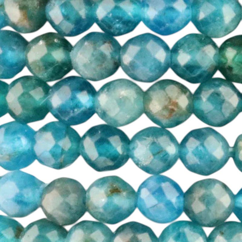 Bracelet apatite bleue Madagascar A (perles facettées 3 - 4mm) - La Boite à Cailloux